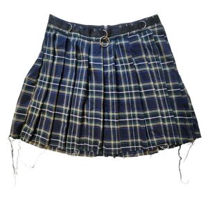 Current Mood Dolls Kill Plaid Women's Pleated Skirt in Blue and Black 1x